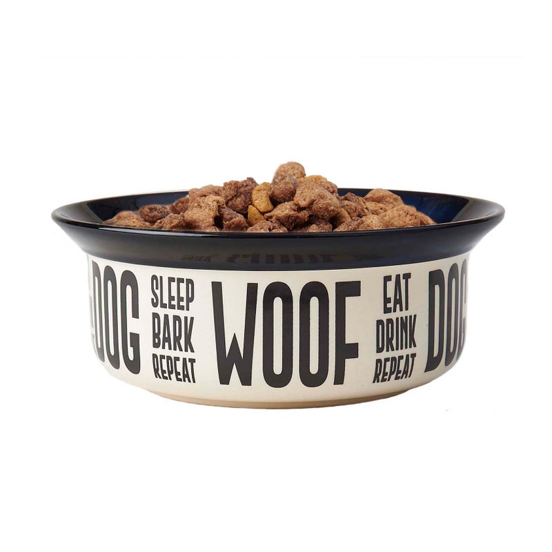PetRageous 17001 Eat Drink Repeat Two-Tone Stoneware Dishwasher Safe Dog Bowl 4-Cup 8.18-Inch Diameter 3-Inch Tall for Medium and Large Dogs and Cats, Off-White, (Pack of 1) - Image 5